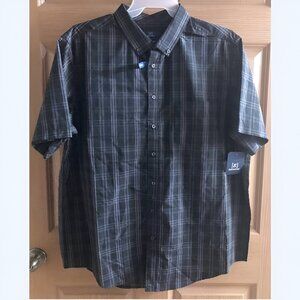 5/$20 NEW 2XL 50-52 Men's Black Plaid Button Down SS Shirt